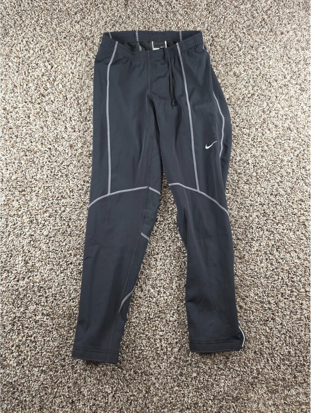 Nike Boys Sz L (12-14) Compression Athletic Leggings Black Zip Ankle